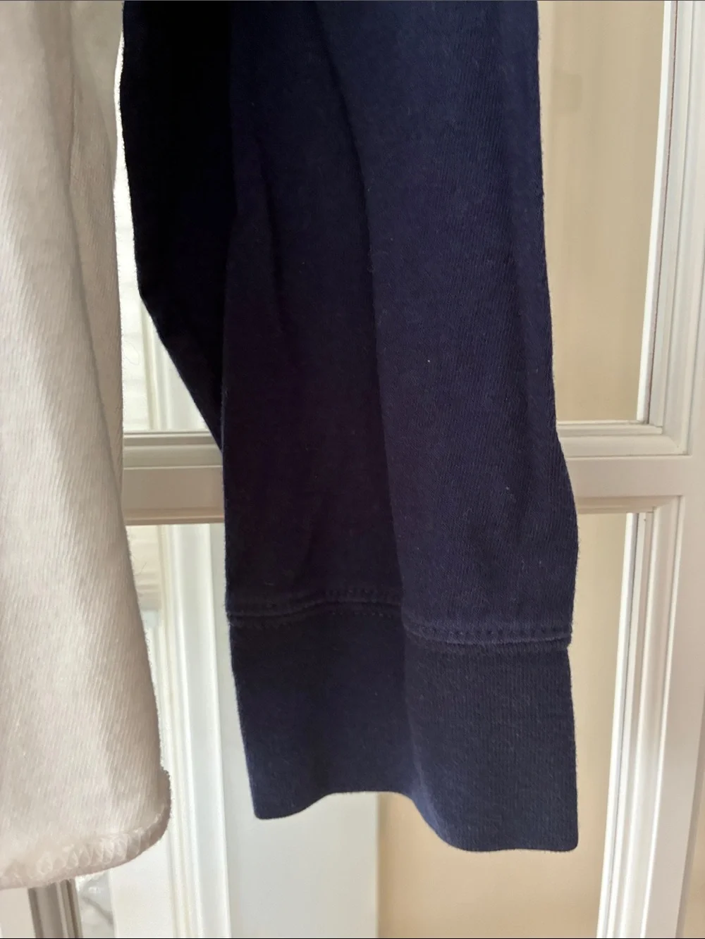 Ralph Lauren White Body Navy Raglan Long-Sleeve Crewneck